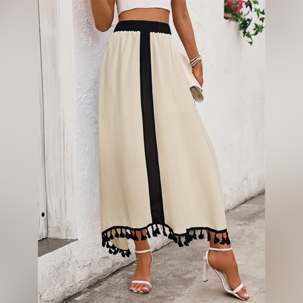 Tassel Trim High Waist Skirt